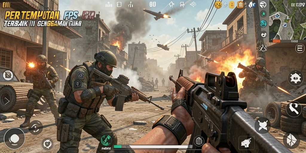 Screenshot utama 8II menunjukkan aksi seru dalam pertempuran FPS.