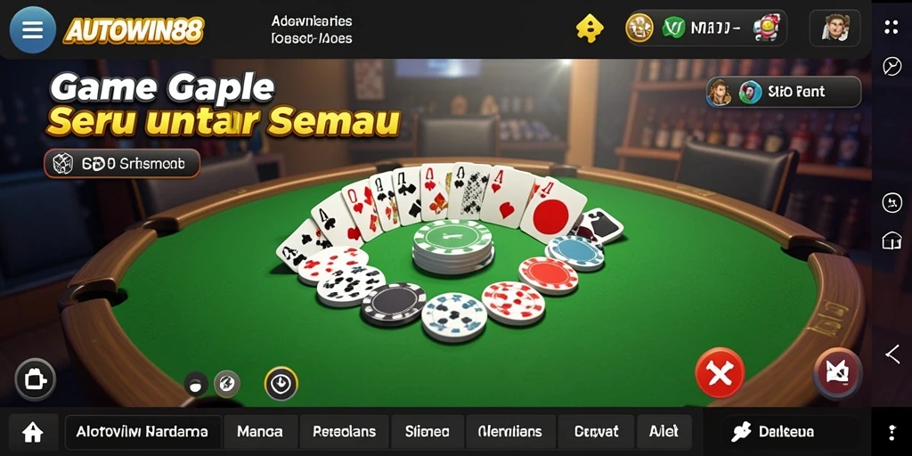 Tampilan gameplay AUTOWIN88 yang menarik dan penuh aksi game Gaple.