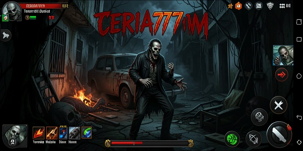 Screenshot CERIA777 menampilkan suasana menyeramkan dan gameplay yang intens.