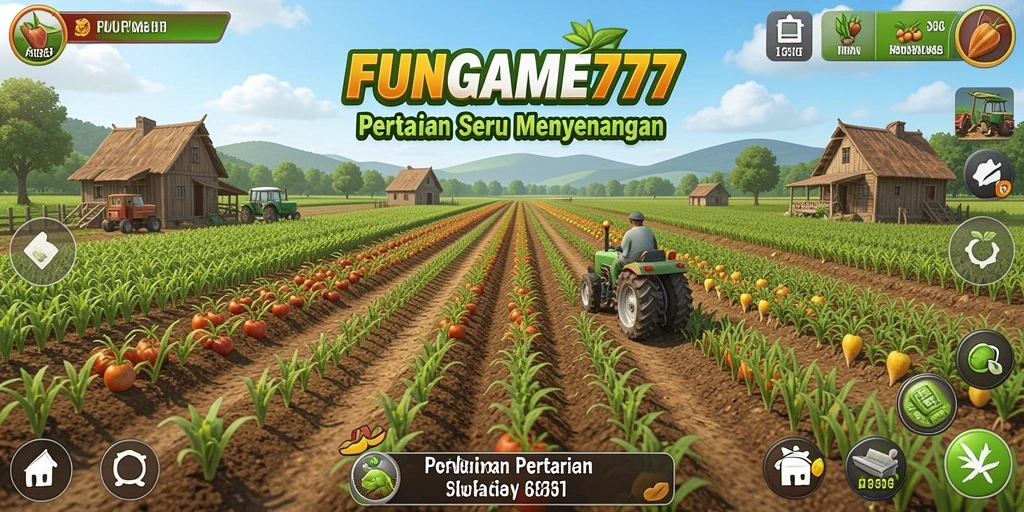 Tampilan menarik gameplay pertanian FUNGAME777 yang mengasyikkan.