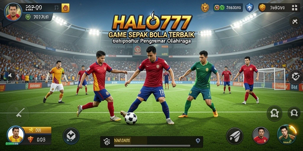 Screenshot gameplay HALO777 menampilkan aksi sepak bola yang menegangkan.
