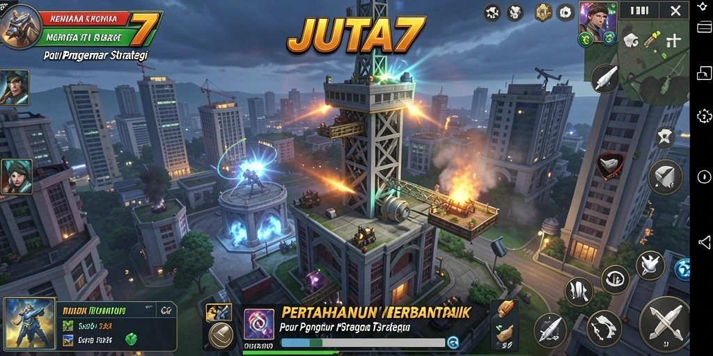 Gameplay seru JUTA7 dalam pertahanan menara.