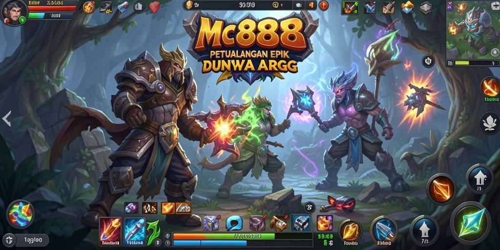 Screenshot utama MC888 menampilkan pertarungan seru dalam dunia ARPG yang fantastis.