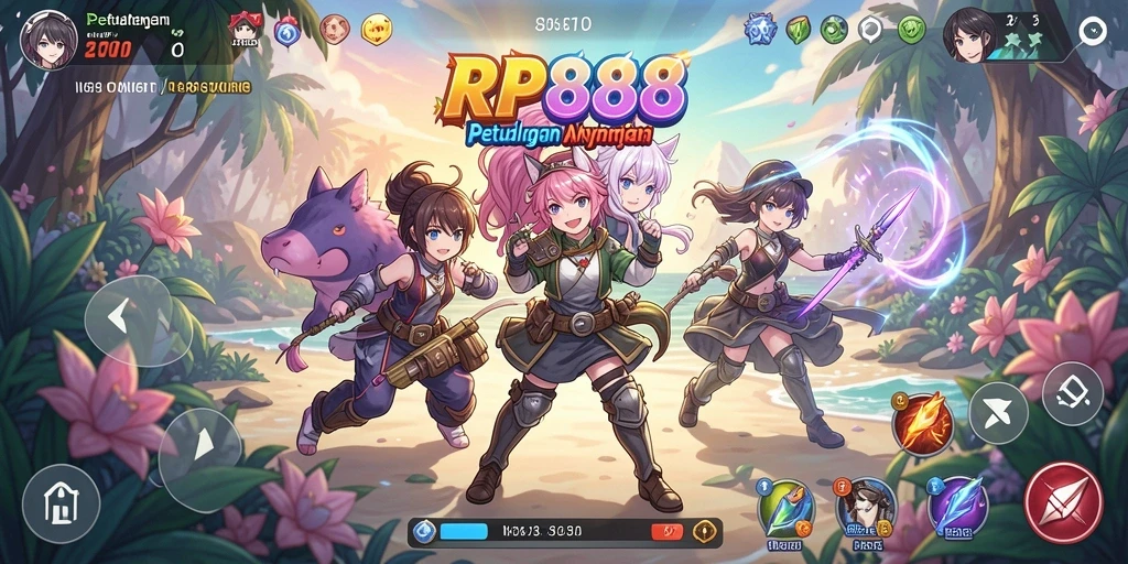 Screenshot menunjukkan pertarungan karakter Anime yang epik.
