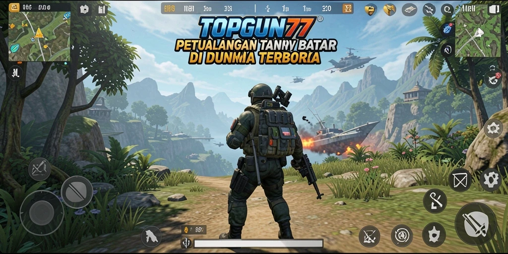 Tangkapan layar utama dari gameplay seru TOPGUN77 di dunia terbuka.